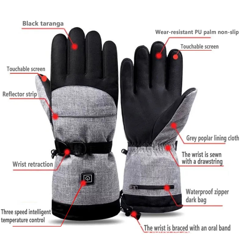 Heated Rechargeable Gloves Electric Heated Gloves Thermal Heat Gloves Winter Warm Skiing Snowboarding Hunting Fishing Cycling