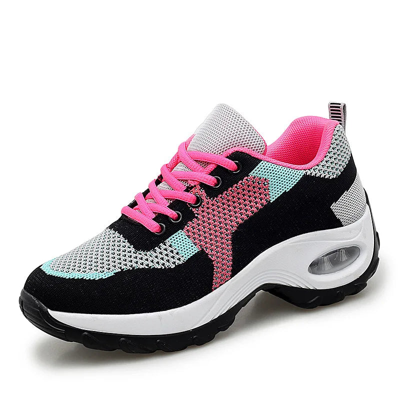 Walking Shoes Spring Autumn Casual Sport Shoes Lightweight Air Cushion Running Shoes Soft Mesh Breathable Woman Rock Shoes