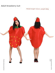 Parent-Child Outfit Adult and Children Non-Woven Fruit Strawberry Show Performance Costume