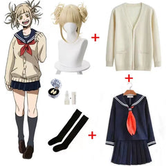 Anime My Hero Academia Himiko Toga Cosplay Costume JK Uniform Skirts Sweater Coat