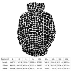 Snakeskin Casual Hoodies Black and White Animal Aesthetic Graphic Loose Hoodie