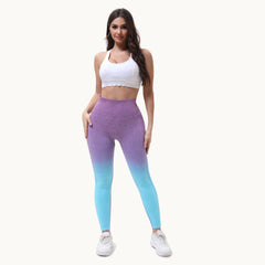 Gradient Seamless Sport Bike Shorts Women's Breathable Sweat-resistant Peach Hip Tight High Waist Elastic Yoga Fitness Pants