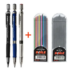 2B Mechanical Pencil Set Color/Black Refill Student Stationery Painting Art Drawing School Supplies