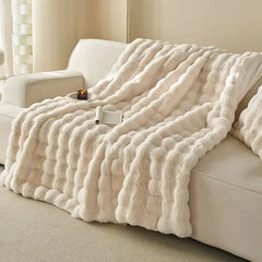 Ins Solid Color Faux Rabbit Fleece Blankets Fluffy Soft Warm Throw Blanket