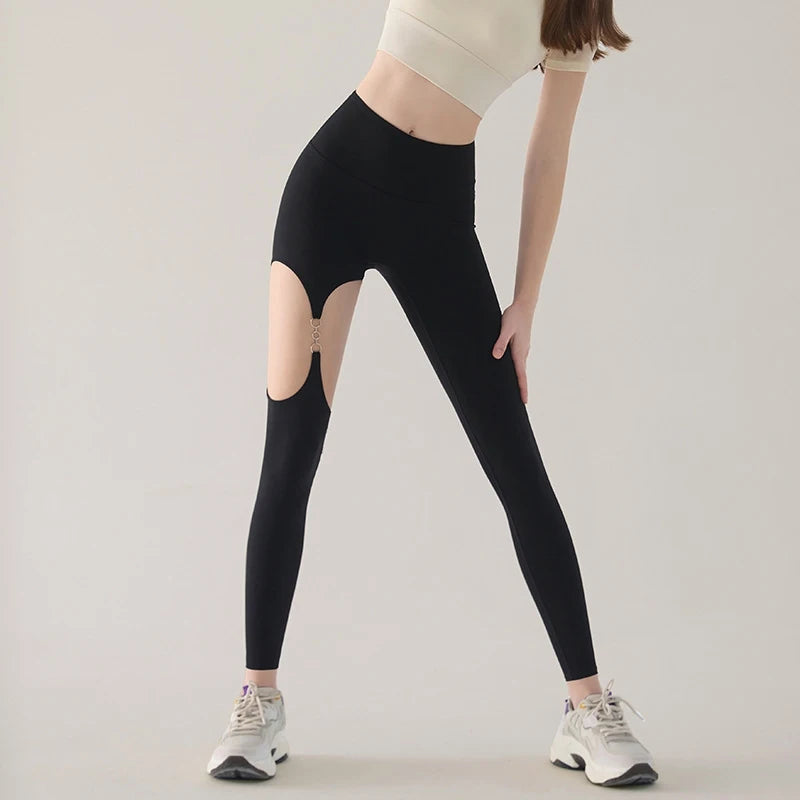 Women Pants Leggings for Women Metal Hollow Out Tights Sports Dance Yoga Pants