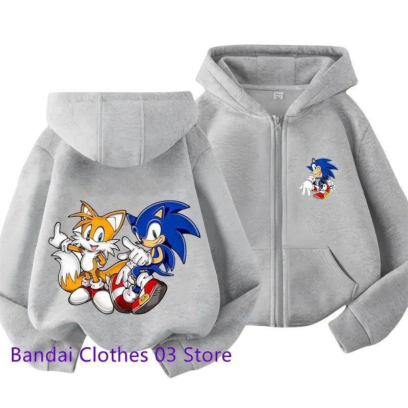 Hot Sonic Lightning Kids Zipper Hoodie Cartoon Print Autumn/Winter Long-sleeved Sweatshirt Casual Jacket Top 2-12 Y Boys Girls