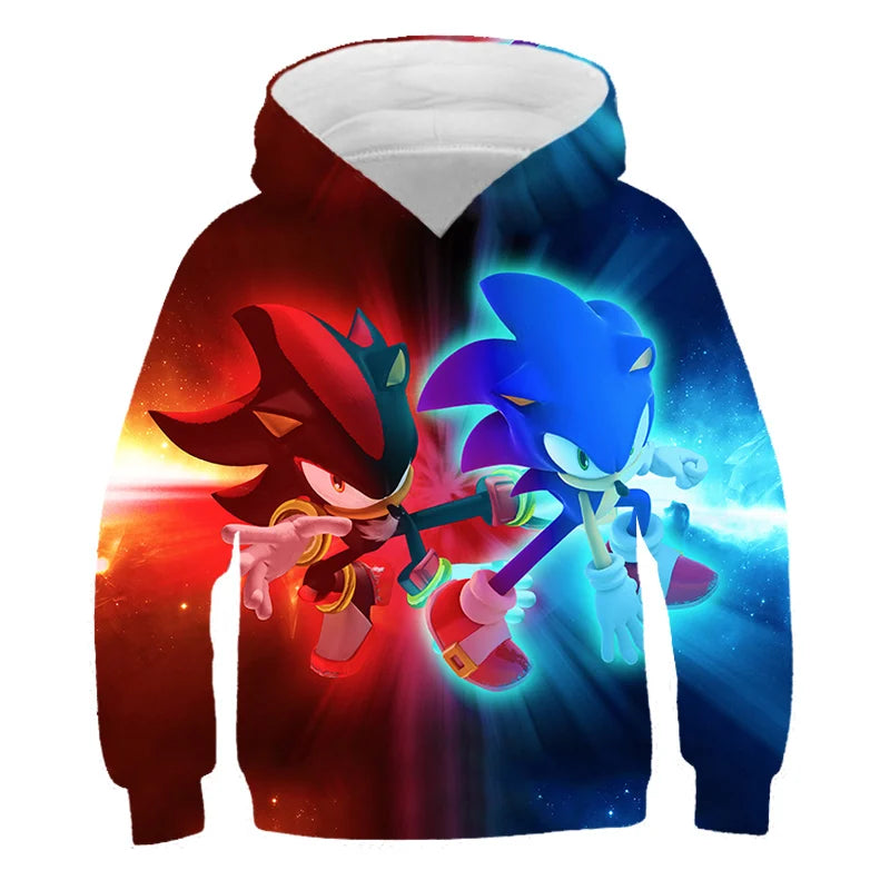 Japanese anime Sonic children's boy cartoon hoodie sweatshirt  3D printed cartoon boy and girl hoodie sweatshirt