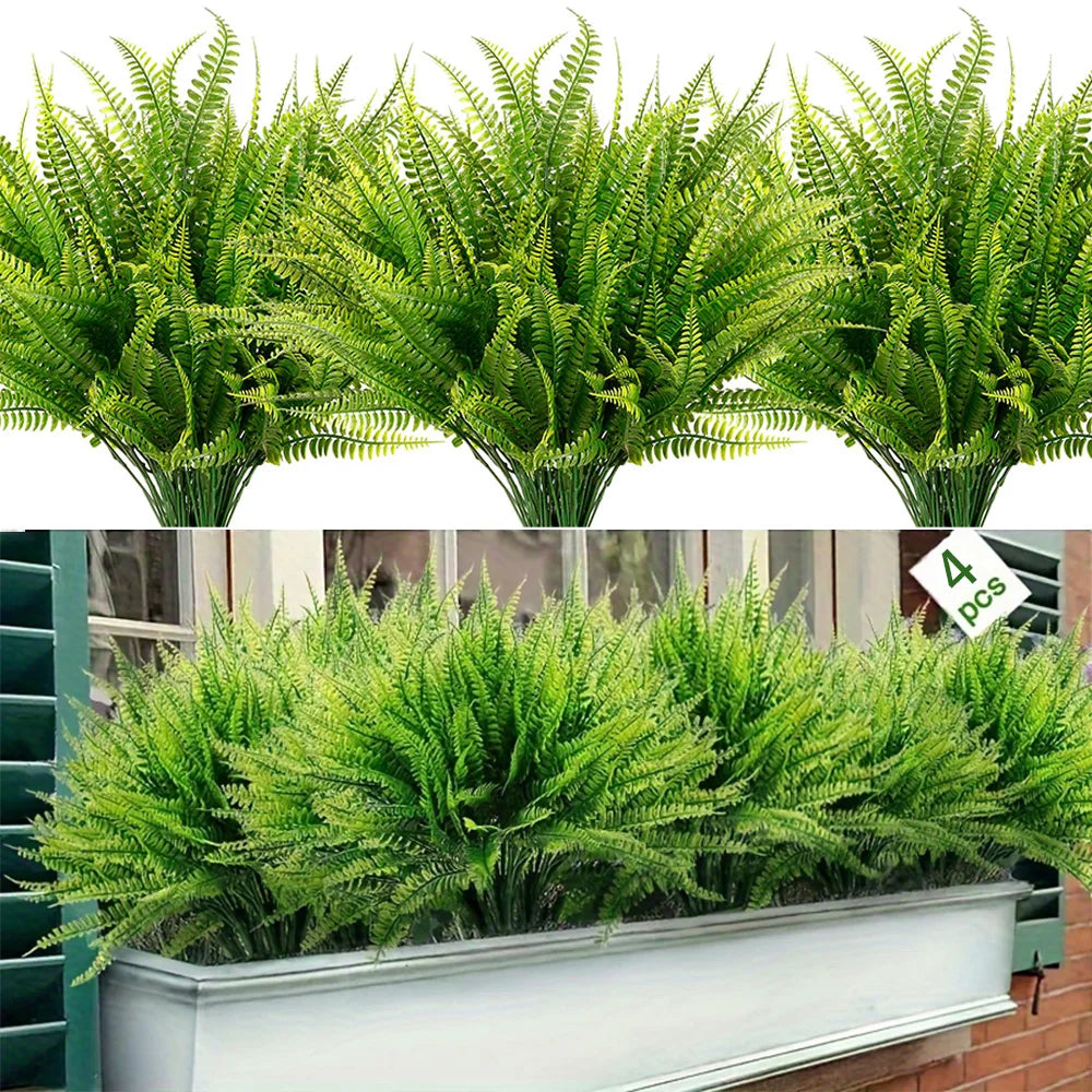 Bundles Artificial Plants Fake Boston Ferns Bushes Faux Shrubs  Greenery UV Resistant Plant