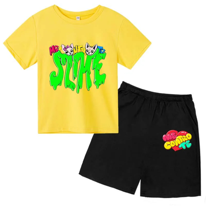 Casual ME CONTRO TE Print Short Sleeve Suits 3-14 Years Kids T-shirts+pants 2pcs Sets kids clothes boys