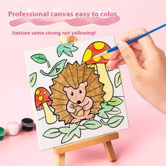 Children DIY Coloring Suit Cartoon Animals Drawing Board Easel Pigment Brush Painting Set Kids Gift Beginner Art Study Supplies