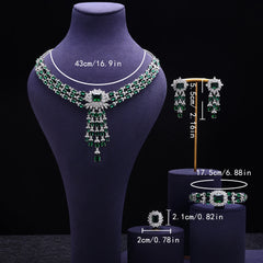 Bridal Zirconia Full Jewelry Sets For Women Party, Luxury Dubai Nigeria CZ Crystal Wedding Jewelry Sets