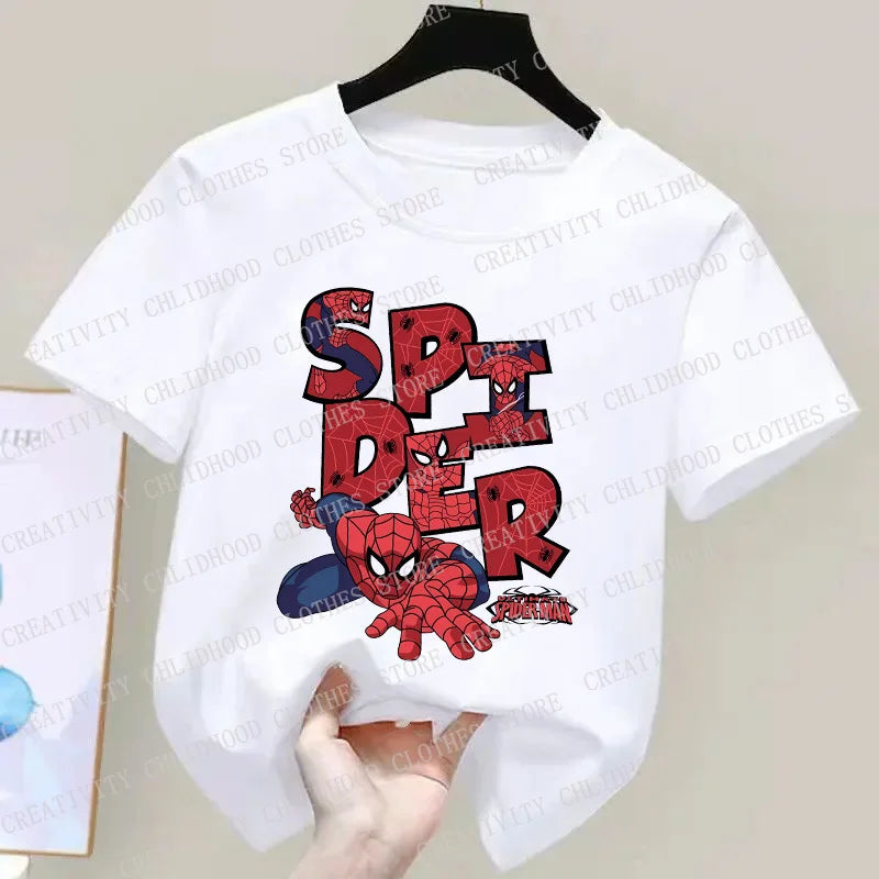 Spider-Man Children T-Shirt Kawaii Animal Superhero Cartoons Kids Tee Shirts