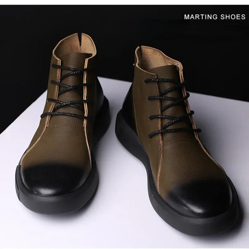 Genuine Leather Men Boots Retro