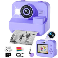 Educational Thermal Instant Print Camera With 32G Card, 1080P Children Mini Digital Video Camera