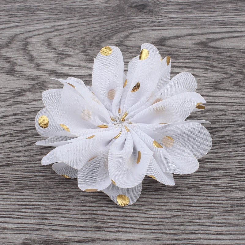 Fashion Gold Point Puffy Flower For Hair Accessories Ballerina Chiffon Flower Ornaments For Wedding Bouquet