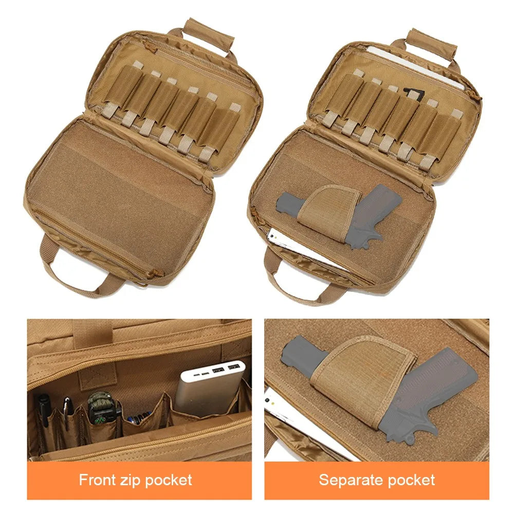 Large Molle Bag for Gun Concealed Carry Pistol Case Outdoor Shoulder Handbag EDC Pouch Magazine Holder Shooting Hunting Pack