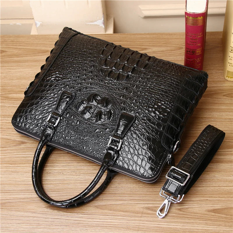 Genuine leather handbag, men's large capacity password lock public bag