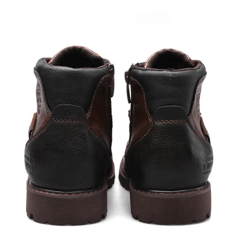 Leather Men Ankle Boots High Top Shoes