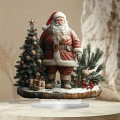 Santa Claus Acrylic 2D Flat Ornaments Decoration Christmas Gift Holiday Atmosphere Noel Home Desktop Ornaments