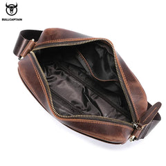 Men's Genuine Leather Shoulder Bag Retro Large Capacity Travel Bag