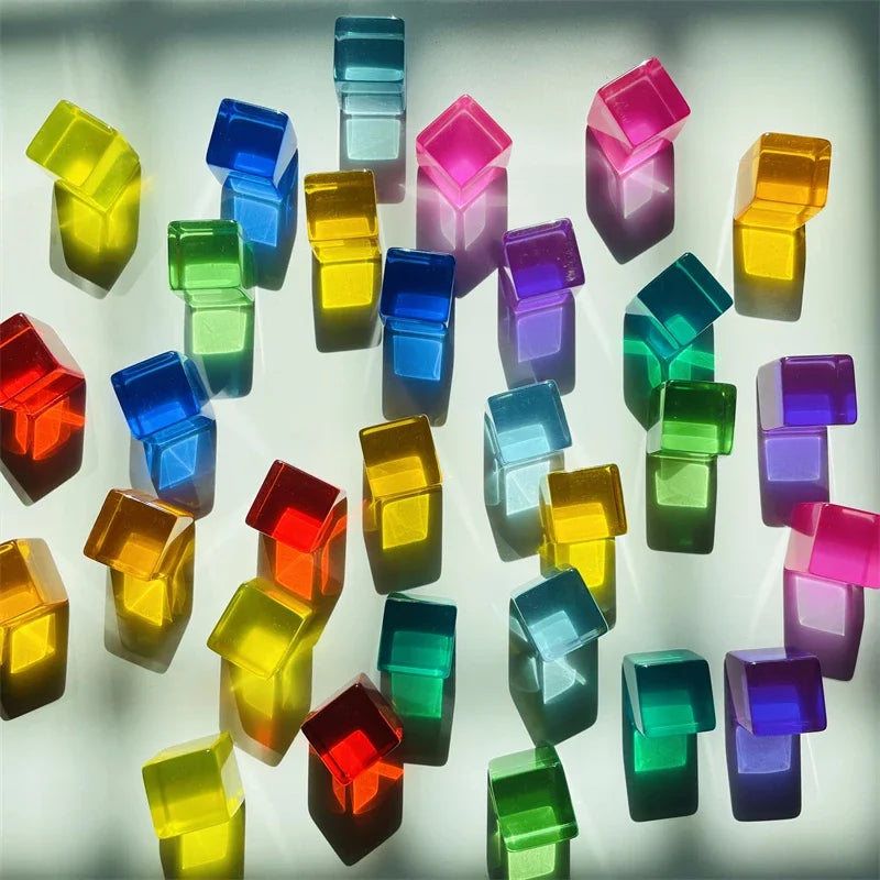 Dutch Wood Houses Lucite Cubes Blocks Rainbow Acrylic Building Blocks