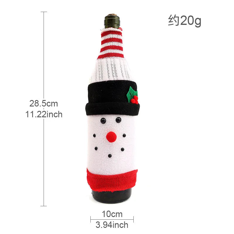 Christmas European And American Style Knitted Faceless Old Man Long Beard Wine Bottle Set