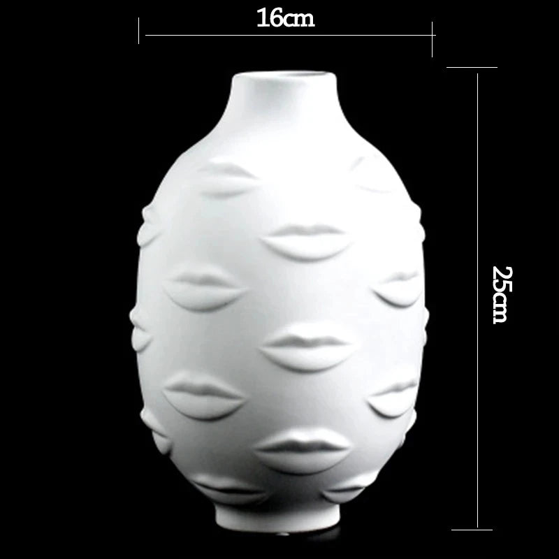 Plants White Pottery Vase Dry Flower Insert Artist Residence Decorative Ornaments