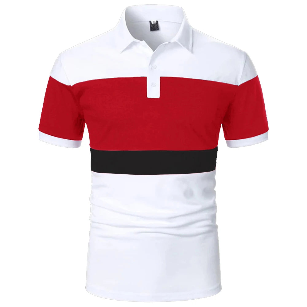 Business Casual Men's Polo T Shirt Simple Stripes Print Summer Short-Sleeve Polo Shirt