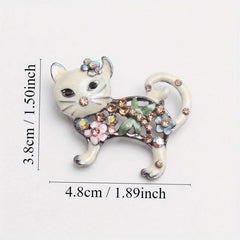 Cute Floral Cat Brooch for girls Cute sweet cat animal popular clothing accessory enamel pin gift