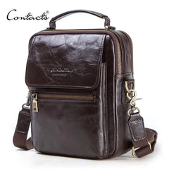 CONTACT'S new genuine leather messenger bag for men casual shoulder bags