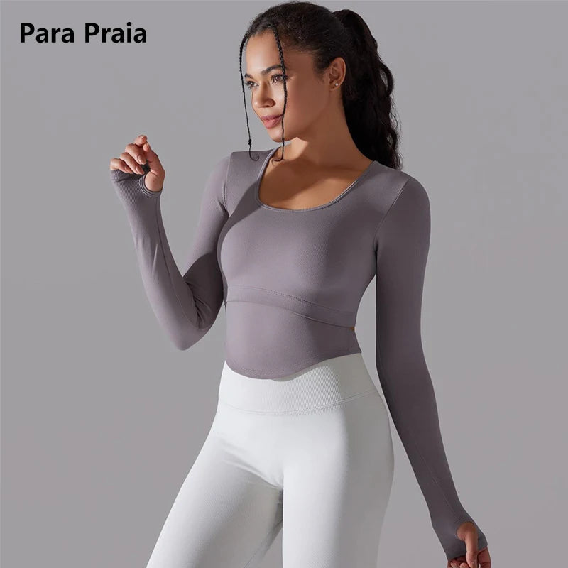 Seamless Yoga Shirts Sports Top Long Sleeve Gym Clothing Running Workout Top