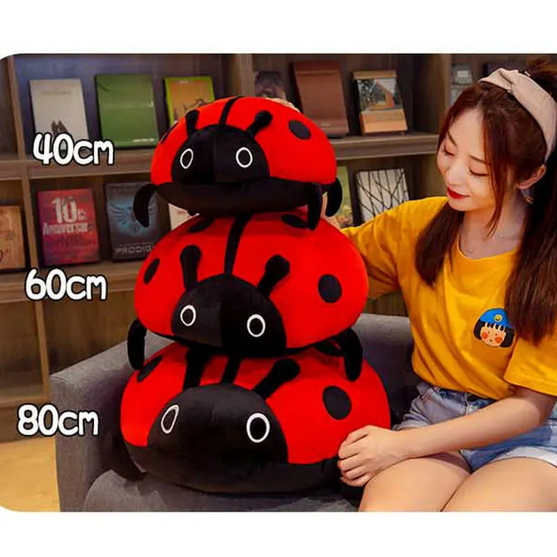 40-80cm Cute Colorful Ladybug Plush Toy Soft Ladybird Insect Doll Pillow Cushion Girl Birthday Gift