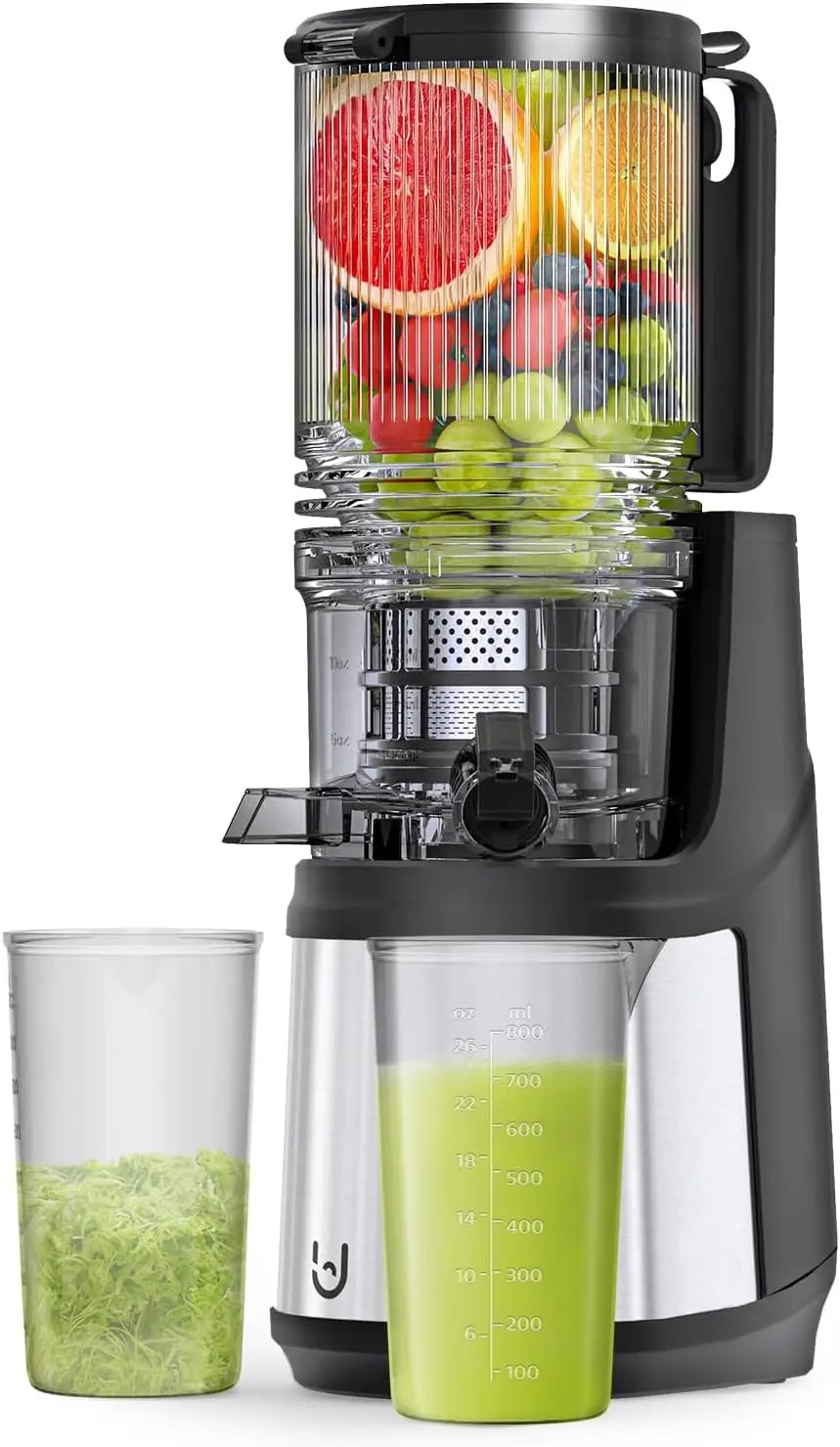 Juicer, 350W Slow Cold Press Juicer with 5.8" Extra-Large Feeding Chute, Juicer Machines for Whole Fruits and Vegeta