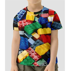 Childs T-Shirts 3D Print T-Shirt Fashion Rubik’s Cube Pattern Tshirt Summer Boys Girls Tee Top Streetwear Top Children Clothing