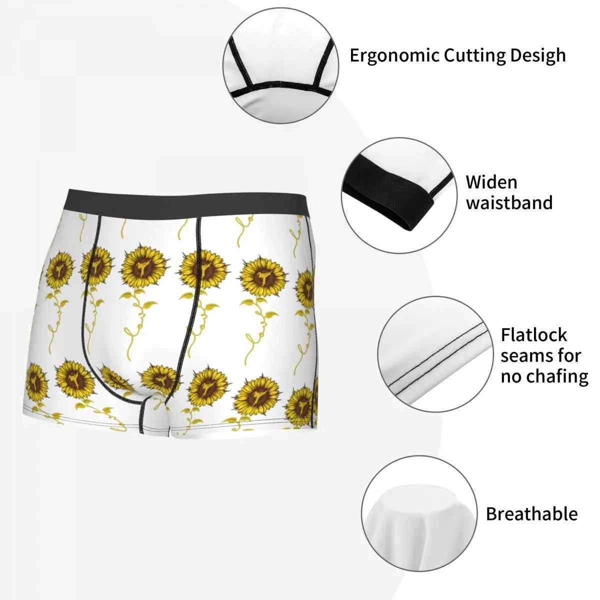 Exotic Men's Boxer Briefs Taekwondo Sunflower Love Essential For Sale Undergarment