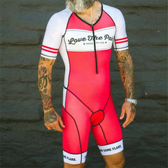 Love The Pain Men‘s Aero Race Suit Triathlon Cycling Clothing Jumpsuit Running Suit Maillot Ciclismo Long Distance Fast Trisuit