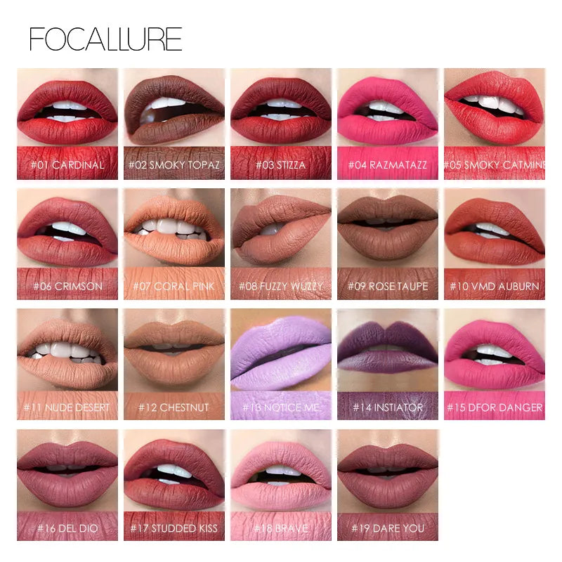 Wholesale FOCALLURE Matte Lipstick Pen Waterproof Long lasting Cosmetics Easy to Wear Lip stick