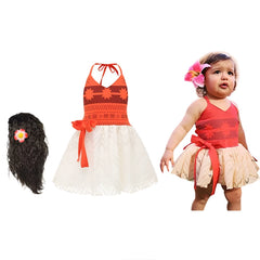 Toddler Girls Moana Dress Up Beautiful Baby Vest Backless Dress Christmas Fancy Costume for Girls