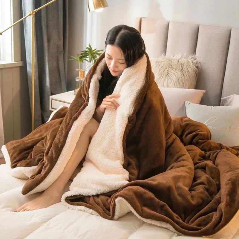 Luxury Winter Bed Blankets Solid Color Fleece Blankets Throws Adult Thicken Warm Sofa Winter Blanket