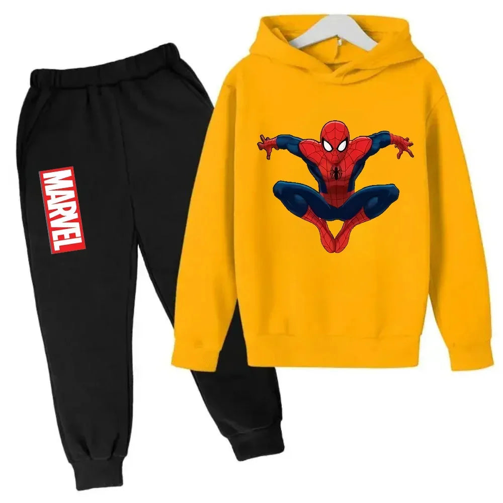 Marvel Spiderman Kids Hoodies Pant Suit 2pcs Set Boy Girl Spring Autumn Sweatshirt Clothes Tracksuits Children Hooded Sportsuit