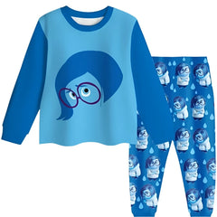 Inside Out 2 Kids Nightwear Cartoon Joy Pajama Sets Long Sleeve Toddler Boys Girls T Shirt Pants