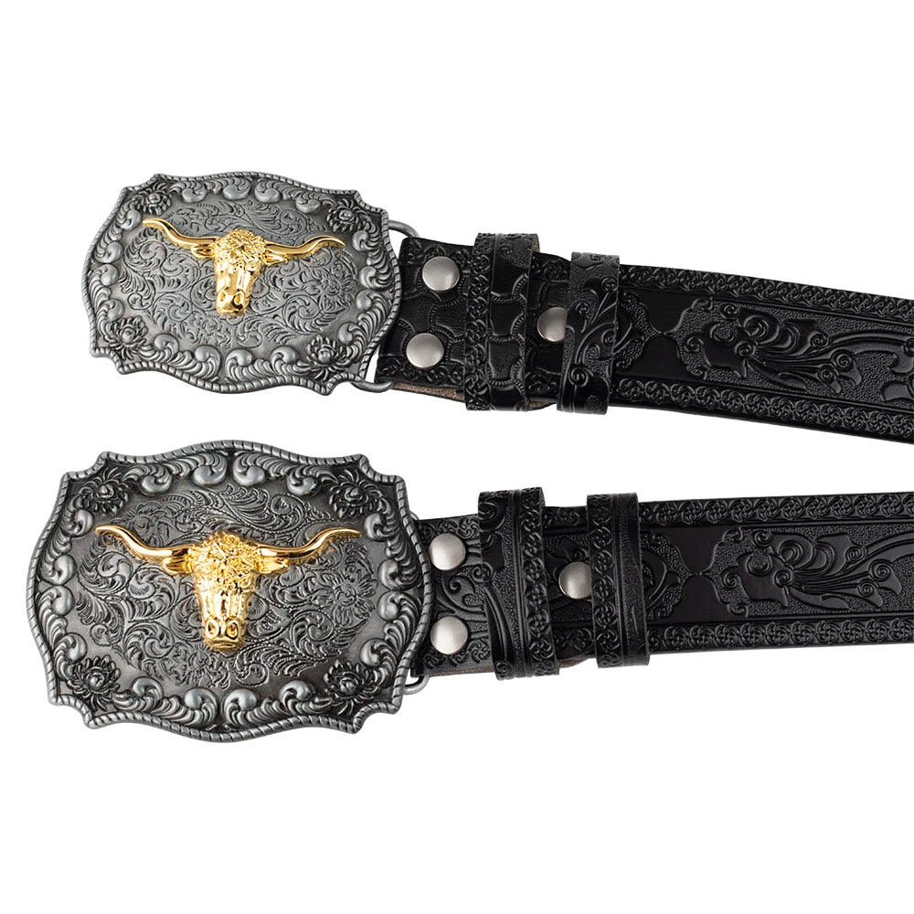 No Buckle Vintage Embossed Belts for Men Cowboy Clothing Accessories