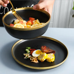 Dinner Plates Kitchen Dishes Ceramics Tableware Food Tray Rice Salad Noodles Bowl Cutlery Set