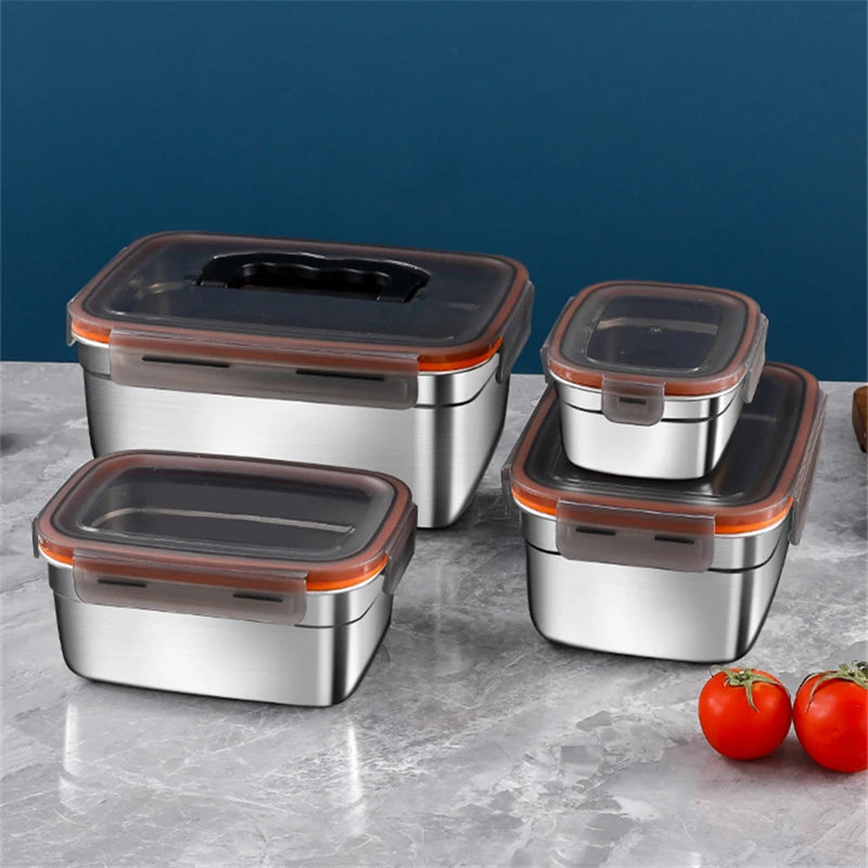 Stainless Steel Kitchen Fresh-Keeping Box Bento Lunch Box Portable Sealed Food Storage Containers