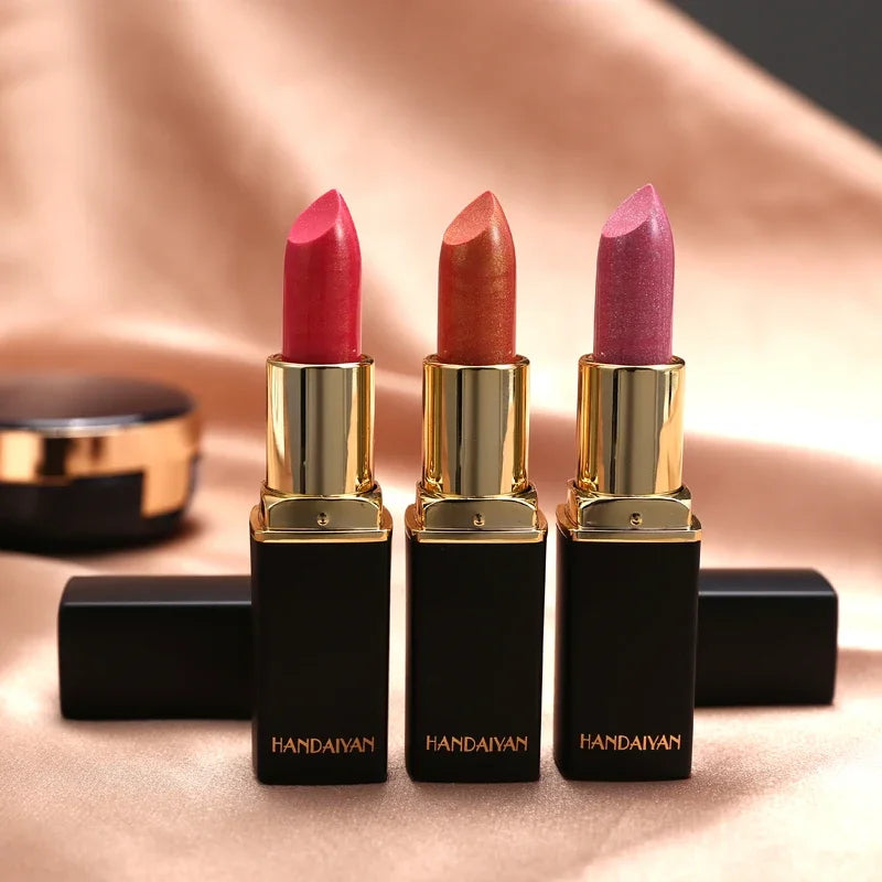 Moisturizing Lipstick 9 Colors Waterproof Long Lasting Pigment Nude Pink Shimmer Lipstick