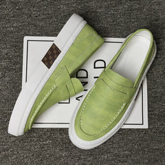 Autumn Men's Loafers Fashion Green Casual Shoes Men's Walking Shoes Driving Shoes Versatile Thick Sole Shoes