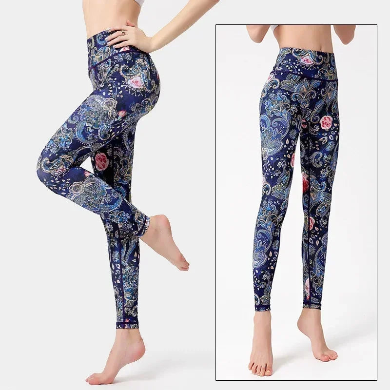 Cloud Hide Yoga Pants Women Flower High Waist Sports Leggings