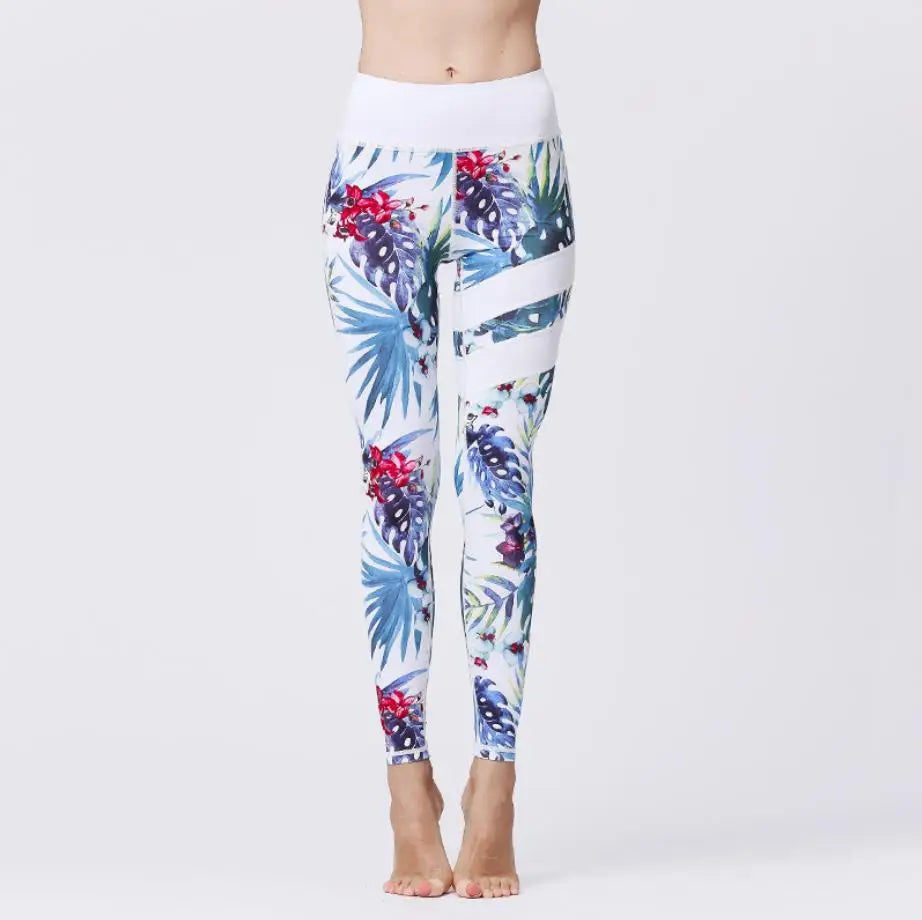 Cloud Hide Flower Printing Yoga Set Gym Outfits Sportswear Women Fitness Tracksuit Bra Top High Waist Leggings Pants Sports Suit