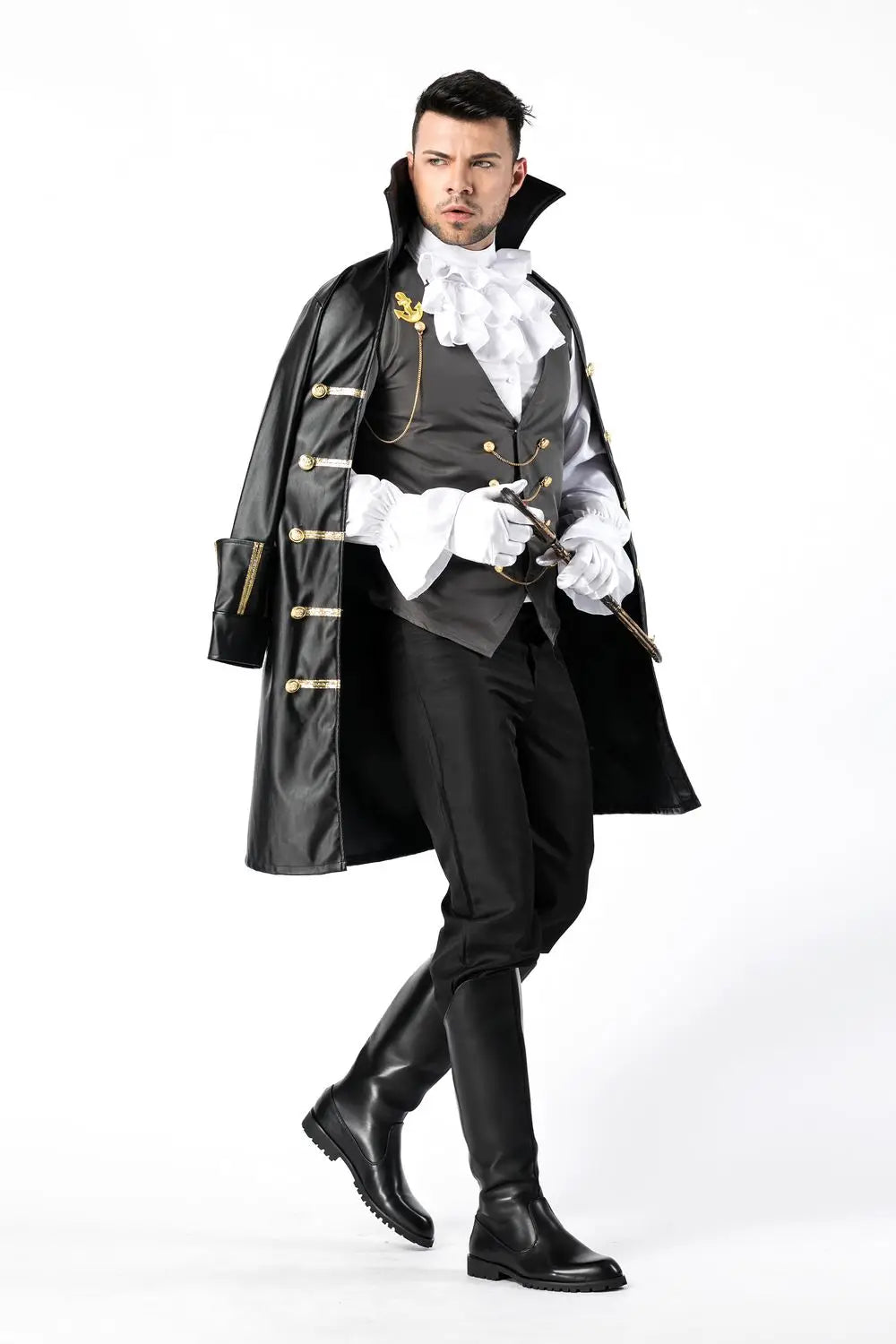 Men Noble Knight Pirate Cosplay Halloween Dracula Vampire Costume Carnival Purim Masquerade Stage play Nightclub Bar Clothing
