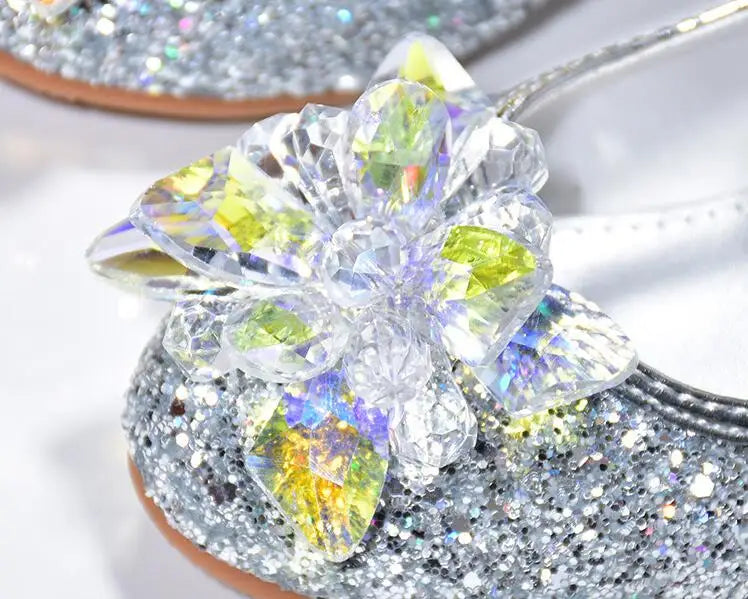 Children Wedding Leather Shoes Silver Princess Sandals